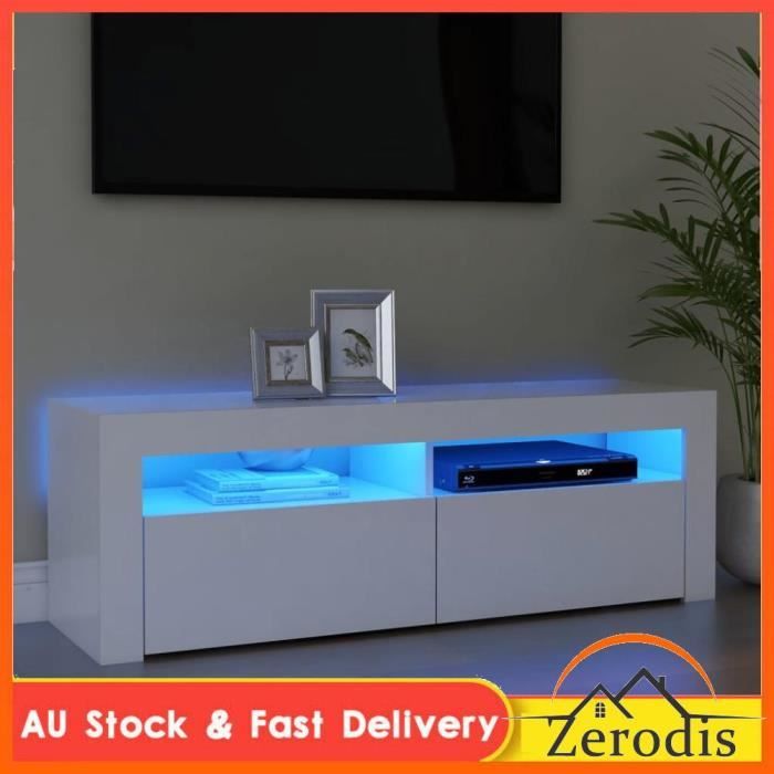Meuble TV avec lumières LED blanc 120x35x40 cm -BK804310 (PLA)