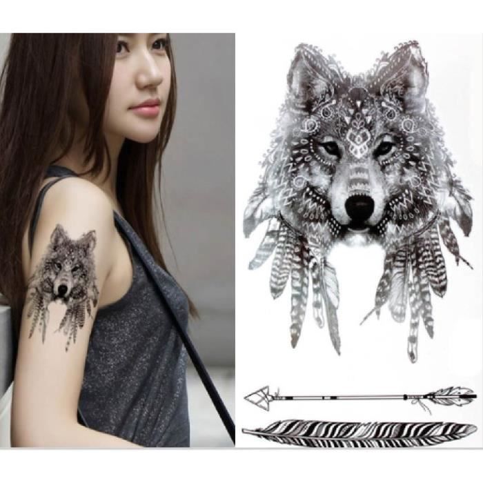Nd Tatouage Temporaire Femme Tattoo Ephemere Autocollant Loup Noir Achat Vente Tatoo Bijou De Corps Nd Tatouage Temporaire Femm Cdiscount