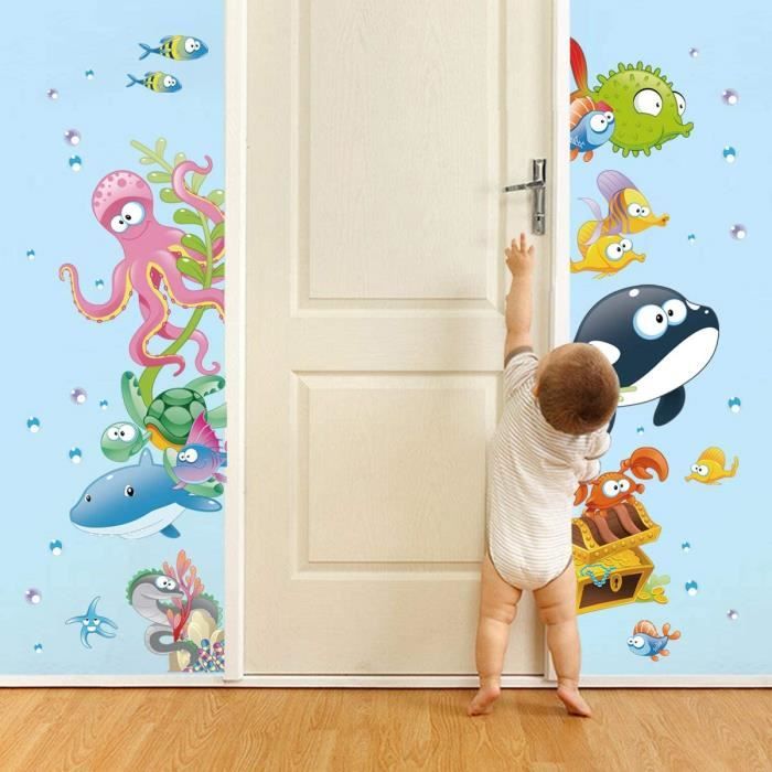 HUJL Stickers muraux Autocollant mural bleu dauphin PVC matériel bricolage  Animal sticker mural décoration de chambre de bébé pour enfants :  : Bricolage