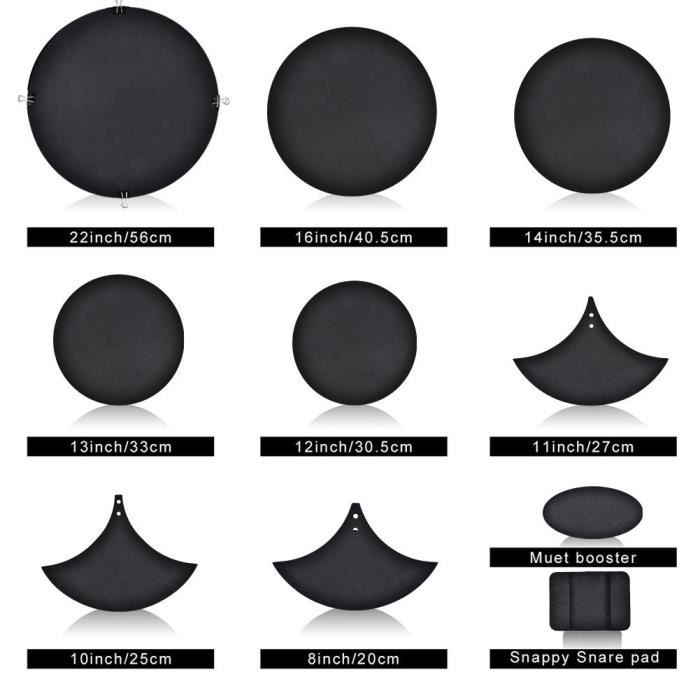 Bnineteenteam Tambour Silencer Tambour Silencieux Sourdine Cymbale Sourdine Kit de Silencieux Batterie Pad Pratique pour Batterie Noire 