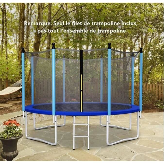 GYMAX Filet de Sécurité Intérieur pour Trampoline en PE 305CM Protection UV, avec 6 Poteaux, Fermeture Éclair à Double Ouverture