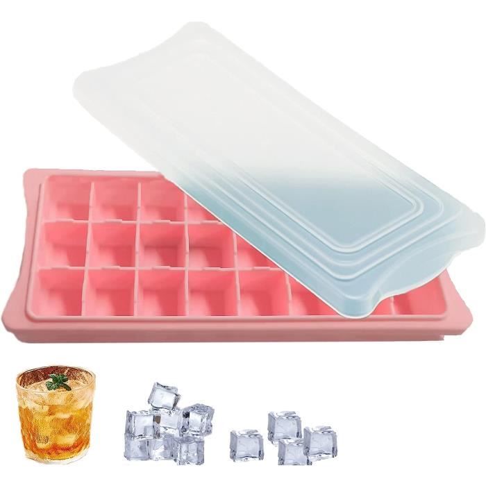 24 Compartiments Bac à Glacon Coeur, Moule Glacon Silicone Avec Couvercle, Sans BPA Démoulage