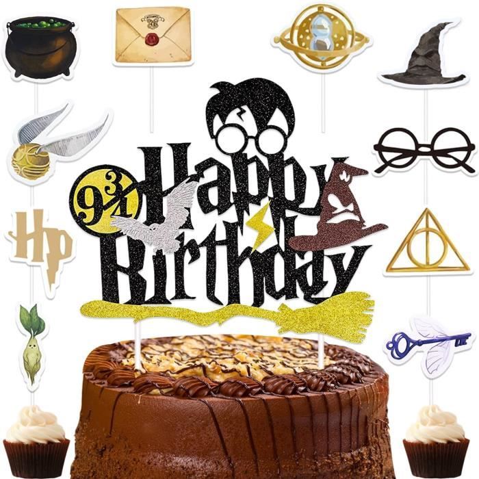 Decoration Gateau Harry,Topper Pott,Décoration Gâteau Magie,Magical Happy  Birthday Cake Topper,Magical Gateau Topper,Wizard [u305] - Cdiscount Maison