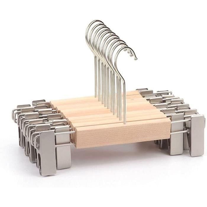 Cintre à Pantalons Avec 2 Clips Réglables - Métal Antirouille Et Ressorts Solides | Pour Jeans, Jupes, Serviettes - Gain De Place Garde-robe