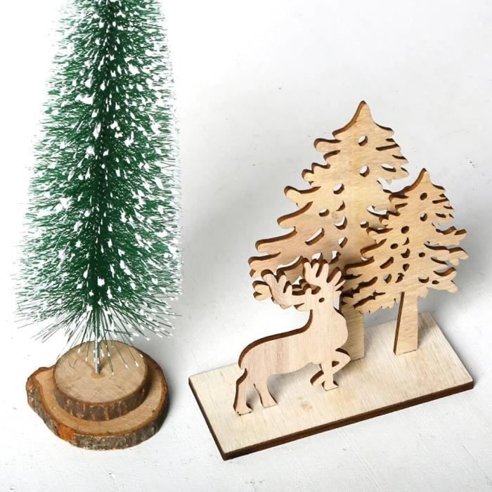 2 Figurines En Bois Cerf Et Arbre - Décoration De Noël Naturelle, DIY, Déco De Table - 9