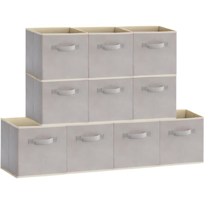 Lot De 6 Boîtes De Rangement En Tissu Avec Porte-Étiquettes - 27 X 27 X