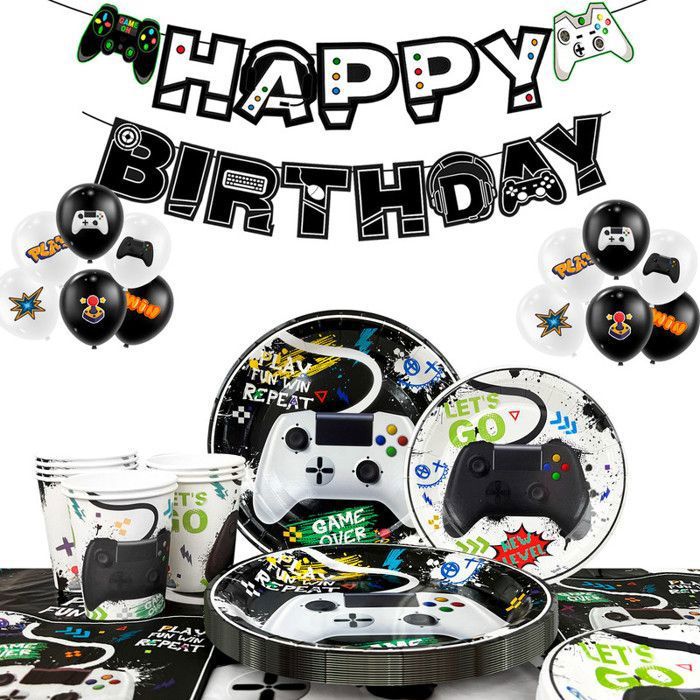 Decoration Anniversaire Jeu Vidéo,Ensemble De Vaisselle De Fête Jeu Vidéo,Ballons