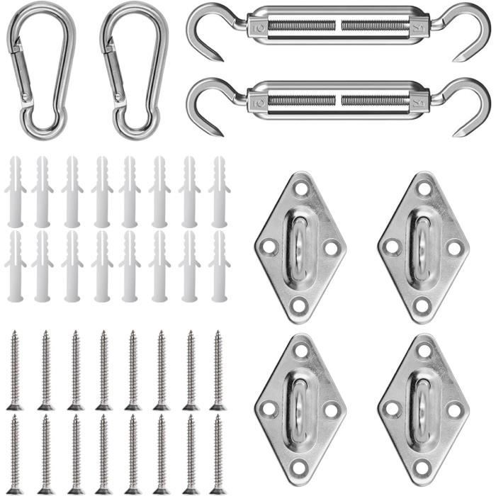 WOLTU Kit De Fixation Voile D'Ombrage - Accessoires Montage Robuste En Acier Inoxydable