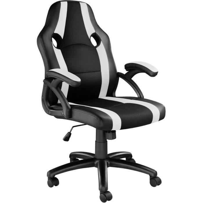 Chaise Fauteuil De Bureau Siege Sport Siege Baquet Gaming Simili Cuir Pivotante Noir Blanc Achat Vente Chaise De Bureau Soldes Sur Cdiscount Des Le 20 Janvier Cdiscount