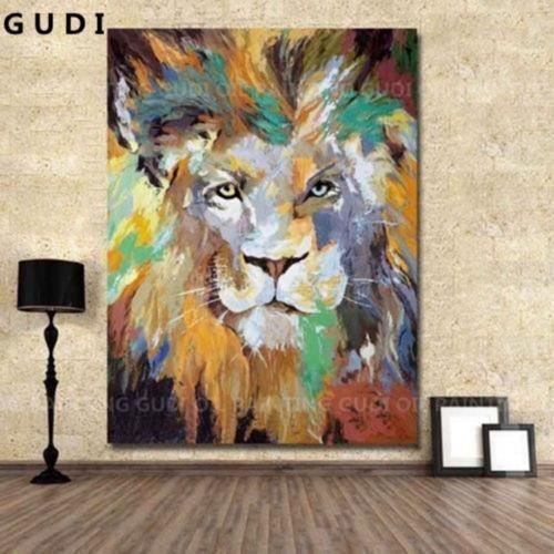 Moderne Art 100% Peint à la main Peinture à l'huile Animal Lion Home Décor  Tableau Peinture Huile Toile (Sans Châssis Sans Cadre) - Achat / Vente  tableau - toile - Cdiscount
