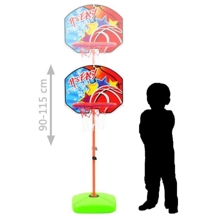 VidaXL Ensemble Basket Enfant Réglable 120 Cm – Panier, Filet, Ballon – Base Remplissable Eau/Sable – PP/PE – Dès 3 Ans – Extérieur