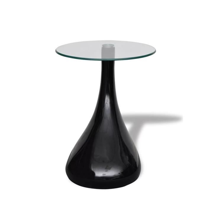 table basse kai - noir brillant - rond - hauteur 55 cm - verre