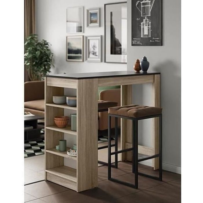 Table Haute Table De Bar Mange Debout Avec 4 Etageres De