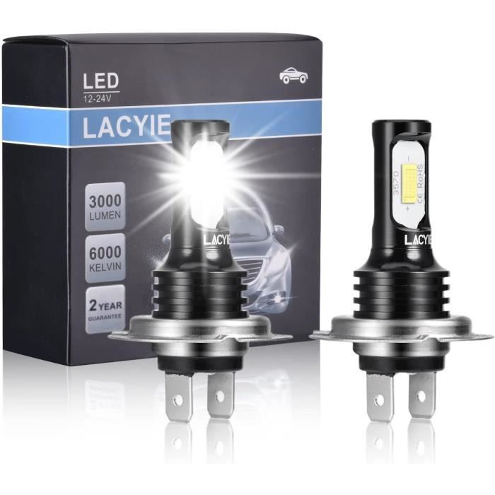 Ampoule LED H7, 60W 3000LM 6000K Blanc Phares pour Voiture et Moto IP68  Étanche Extrêmement Lumineuses CSP Chips Kit de Conver[128] - Cdiscount Auto