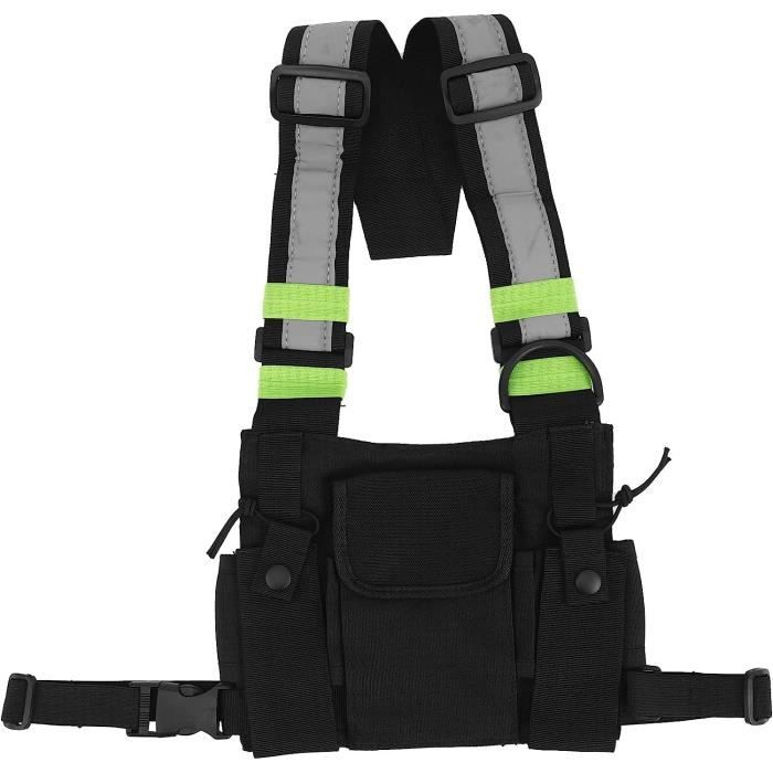 Harnais Poitrine Pour Radio - Poches Multiples - Nylon - Pour Motorola, Baofeng - Noir - Taille élargie