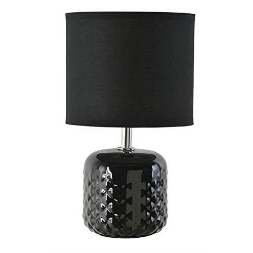 EXOTIC - Lampe de table - luminaire à poser céramique noir abat-jour coton noir hauteur : 27 cm