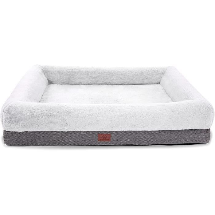 Panier Orthopédique Pour Chien Moyen/Grand - Mousse Mémoire De Forme - Housse Lavable - Bord Haut Marron - 89x64 Cm - 13