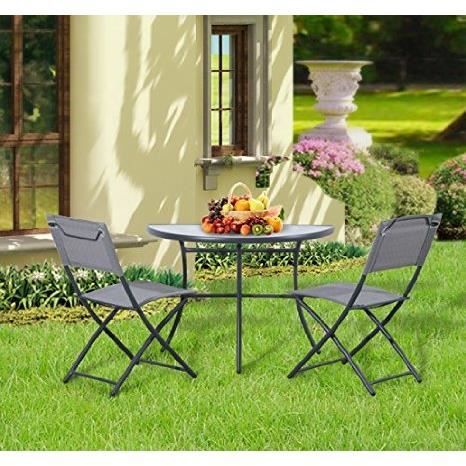 Salon De Jardin Table De Balcon Demi Lune 2 Chaise Achat Vente