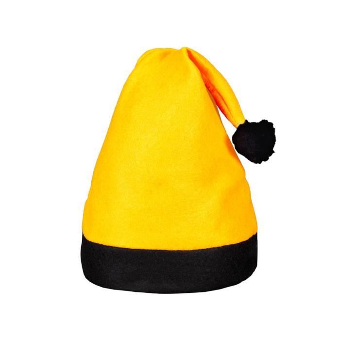 Bonnet De Pere Noel Coloris Jaune Avec Bande Noire Et Pompon Noir Wm 42a Taille Unique Convenable Pour Adultes Homme Et Femme Et Achat Vente Chapeau Perruque Cdiscount