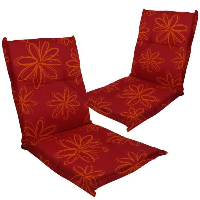 2x Coussins à dossier bas pour chaises de jardin 