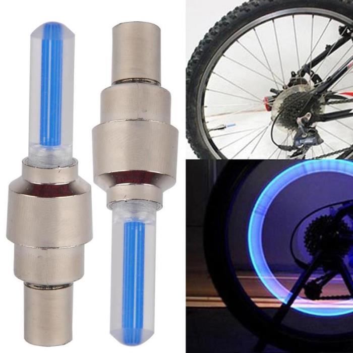 2pc Vélo Lumière Sans Batterie Montagne Vélo De Route Vélo Lumières LED S Bouchons de Valve De Pneu de Roue Rayons blue -WGHY1341