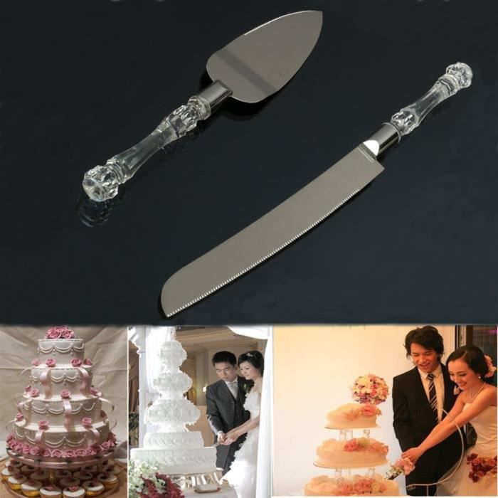 1 Set Inox Elegant Gateau Couteau Pelle Couper Pour Mariage