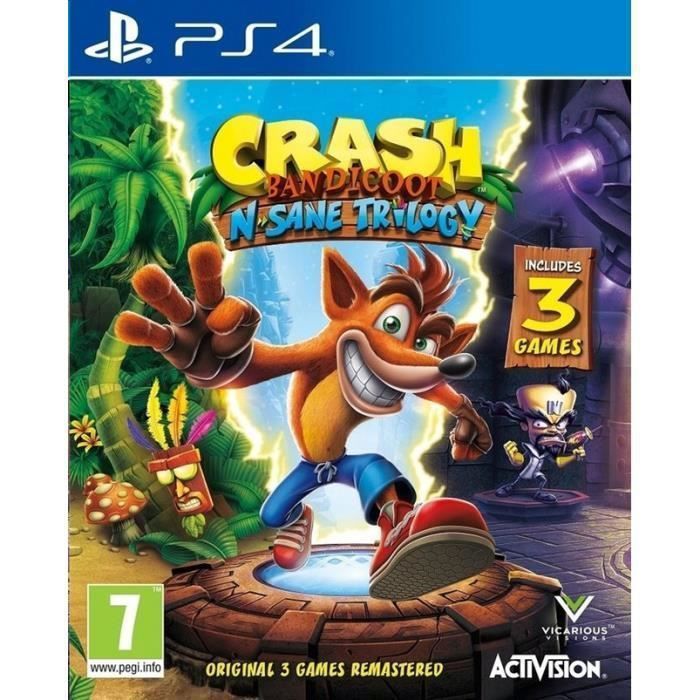 Jeu Vidéo - Activision - Crash Bandicoot N.Sane Trilogy - PS4 - 1 Joueur - Plateforme