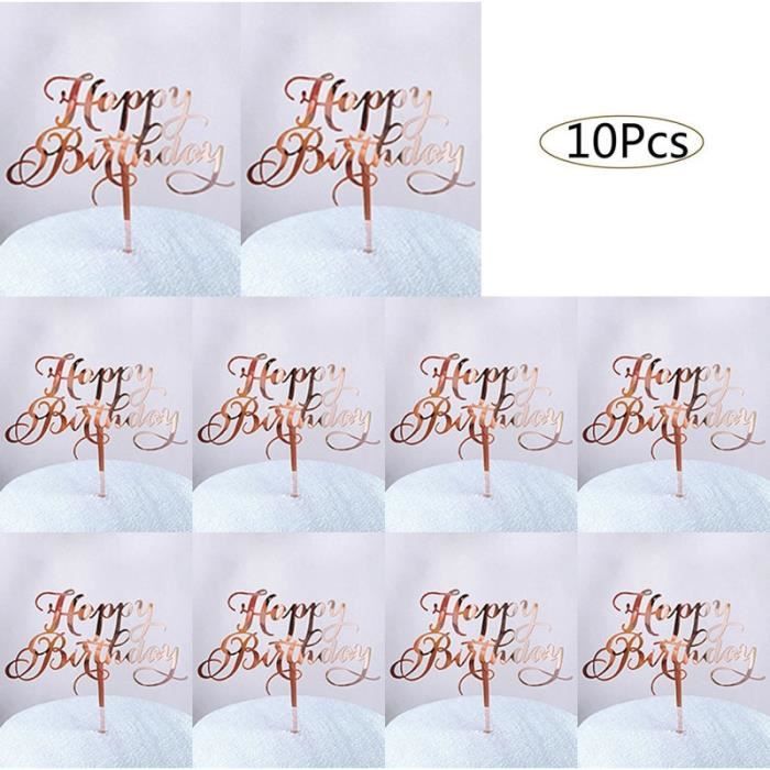 10pcs 0-9 Chiffres D'Anniversaire Pour Gâteau Topper Or En