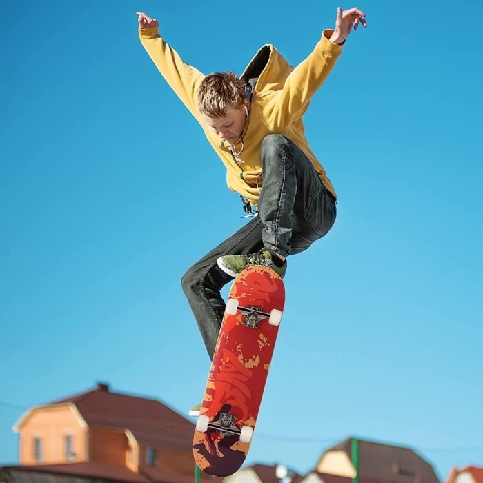 WOTAT Skateboard Complet Cruiser 79cm Enfants Adultes Roues LED Lumineuses - Tout Terrain