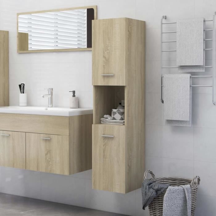 🐼4984scandinave - meuble colonne de salle de bain armoire haute meuble rangement contemporain décor- armoire sdb - armoire de salle