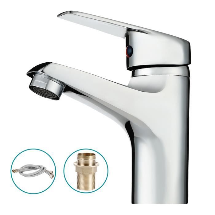 Robinet De Lavabo Salle De Bain Noir Mat – Mitigeur Monocommande, Acier Inoxydable Et Laiton – Installation Facile, Valve Céramique étanche