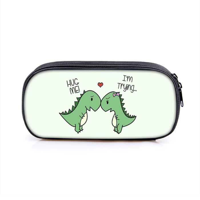 HOXSNII Dinosaure Trousse à Crayons, Kawaii Étui École 12 Gel Effaçabl