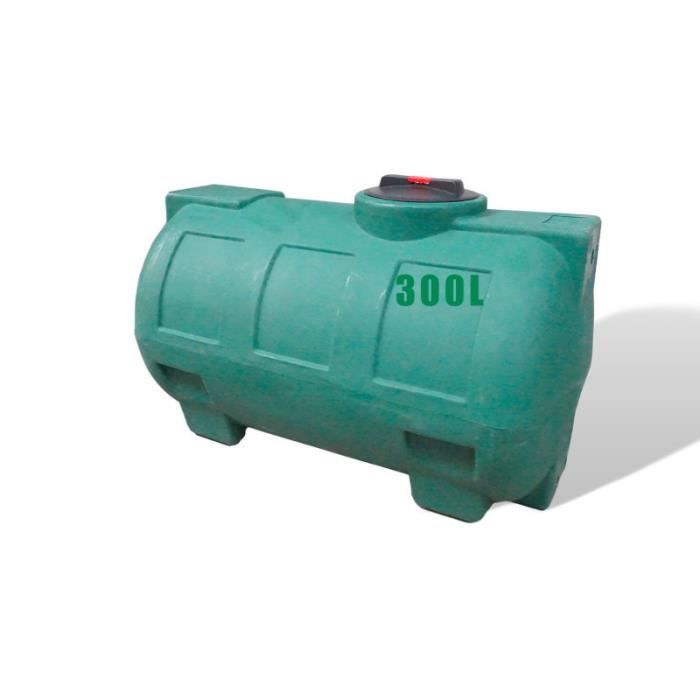 Réservoir récupérateur d'eau de pluie 300 litres - Réservoir aérien vert en polyéthylène - Horizontal 113cm