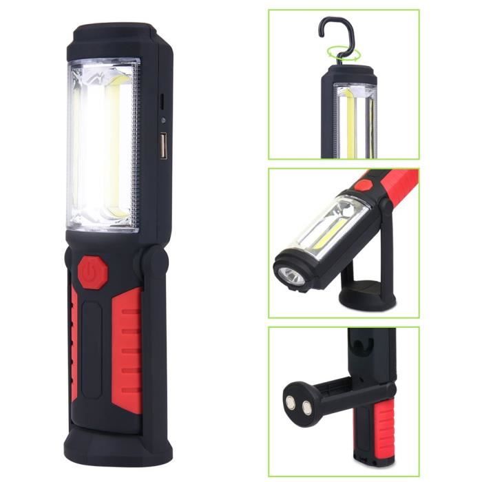 Lampe Baladeuse LED Rechargeable Sans Fil Lampe Torche Puissante Lampe  Inspection LED Aimantée- Deux Lumieres 3W COB LED et 3W LED- 2200mAh  Batterie Lithium de Enuotek