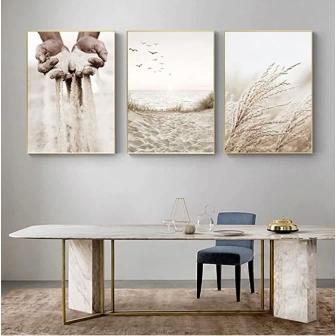 Trayosin Lot De 3 Posters Herbe De La Pampa - Impression Art Bohème Moderne 30x40 Cm Sans Cadre
