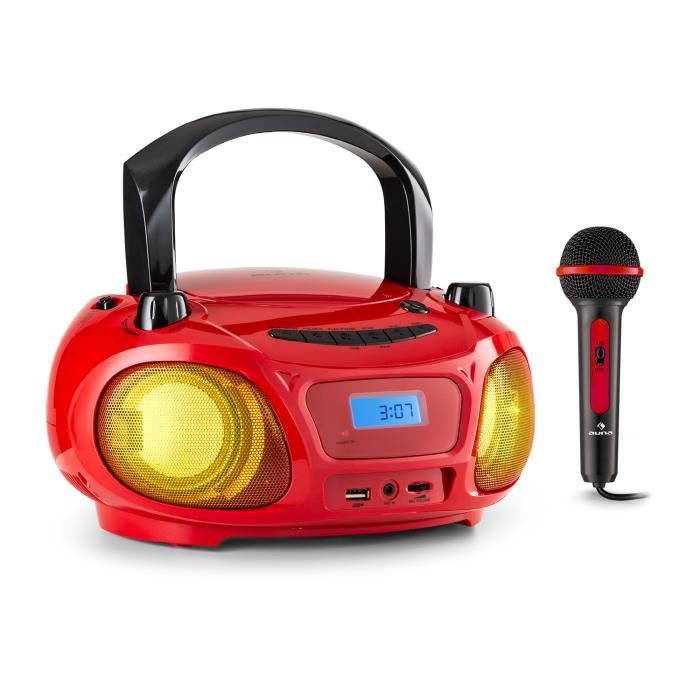 Radio CD Enfant - auna - Lecteur CD portable Bluetooth avec FM Radio - Poste  Radio CD - LED - USB - Boombox avec microphone - Rouge - Cdiscount Jeux -  Jouets