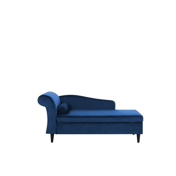 Chaise Longue Côté Droit Velours Gris Foncé Avec Rangement Meri