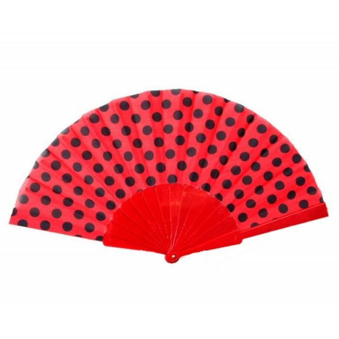 Eventail en bois et dentelle Rouge taille 23 x 42 cm