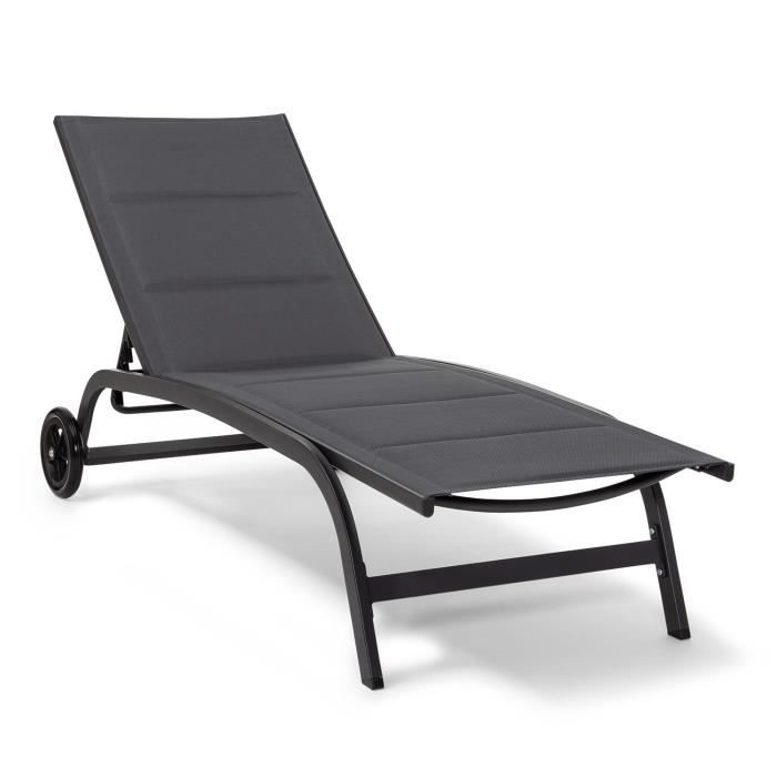 chaise longue - blumfeldt limala - acier-aluminium - dossier réglable - résistant aux intempéries - gris