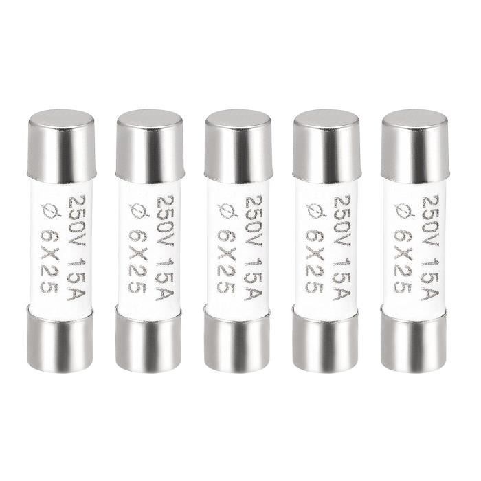 Fusible cerámico 15 A x 250 V/6 x 30 mm/con retardo, kit de 10 piezas Fusible cerámico 15 A x 250 V/6 x 30 mm/con retardo, kit de 10 piezas