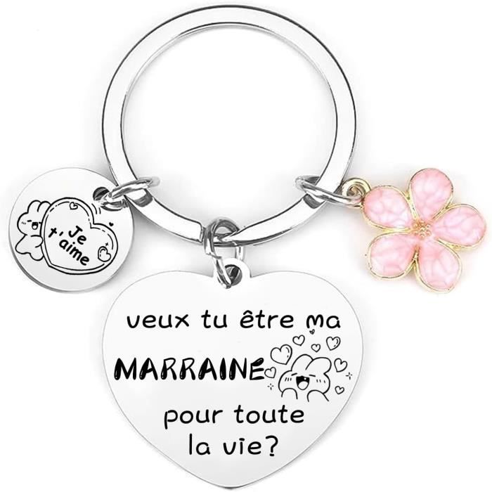 Cadeau Pour Marraine - Kit 2 Pièces Xuniea (Trousse + Porte-clés) - Cadeau Baptême Noël Anniversaire - Neuf
