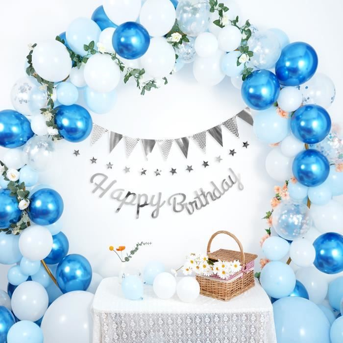 DAMILY® Lot de 107 Ballons Anniversaire Mariage Bleu Ballon