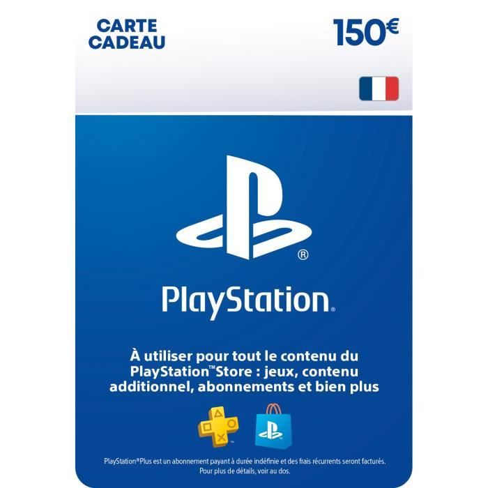 Carte cadeau numérique de 150€ à utiliser sur le PlayStation Store