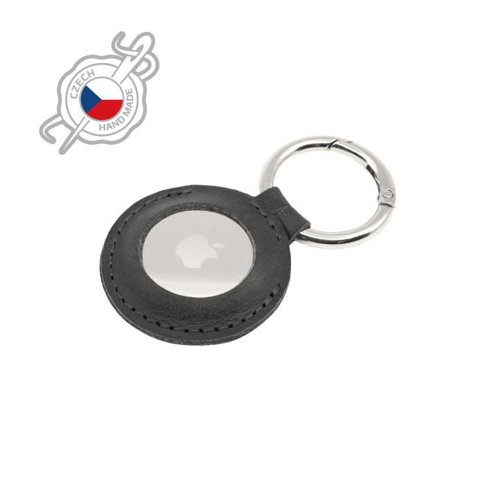 Étui pour AirTag - FIXED - Noir - Cuir de vachette véritable - Souple - Mixte