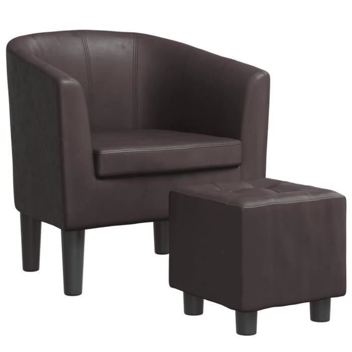 Fauteuil cabriolet - FYDUN - VE017 - Similicuir marron - Repose-pied inclus - Design contemporain