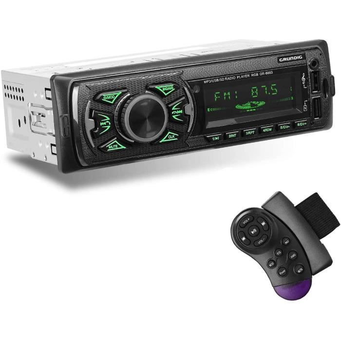 GRUNDIG Autoradio avec système mains libres Bluetooth et télécommande au volant, 1 autoradio DIN Lecteur MP3 avec
