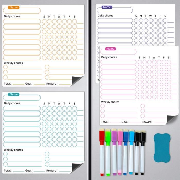 Bloc-notes Magnétique Frigo KUBDPQOR - 30 Pages, Liste Courses, Planning Quotidien, Design Esthétique