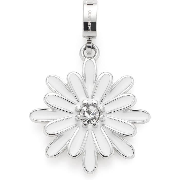 leonardo jewels marita clip&mix 022896 pendentif chaîne en acier inoxydable en forme de fleur et cristaux de verre blanc/argent 2