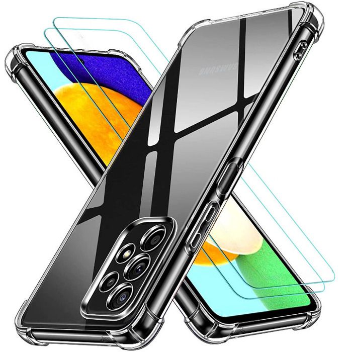 Coque Silicone TPU Transparente Renforcée Aux Angles + 2 Verres Trempés Pour Samsung