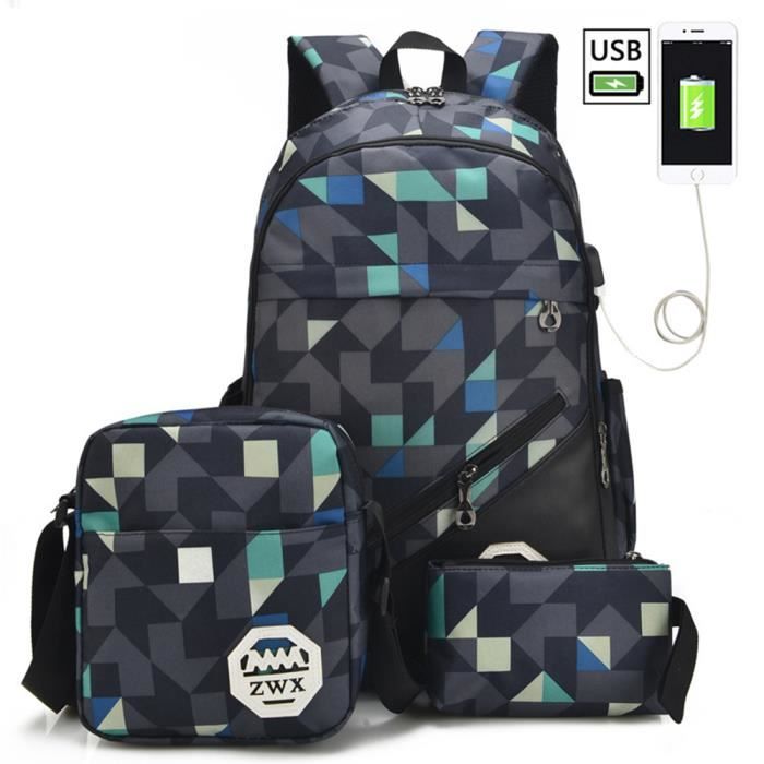 Sac à Dos Ordinateur Portable 14 Pouces Imperméable Antivol MOBIGARLAN - Blanc/Noir - Ecole College Affaire